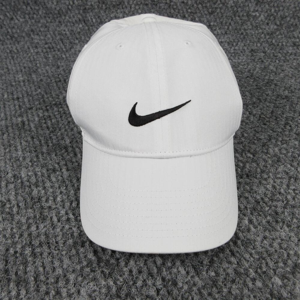 Nike Hat Cap Strap Back Mens One Size White Swoosh Logo Adjustable Lightweight